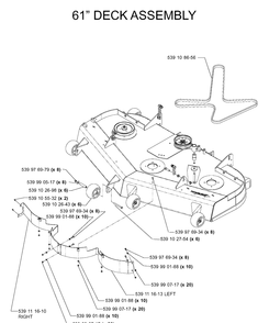 61 Inch/155cm Cutting Deck 2 Diagram and Parts List for IZ5223 (968999258)(2005-12) Husqvarna Lawn Mower