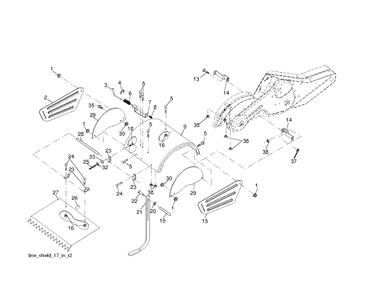 Tine Shield Diagram and Parts List for TR430 (96091001600)(2010-01) Husqvarna Cultivator