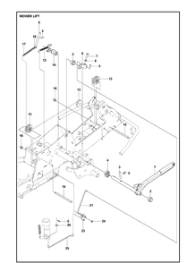 Mower Lift / Deck Lift Diagram and Parts List for R216T AWD Husqvarna Lawn Mower