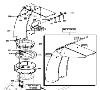 Discharge Chute Assembly Diagram and Parts List for ST624 1998-01 Husqvarna Snow Blower