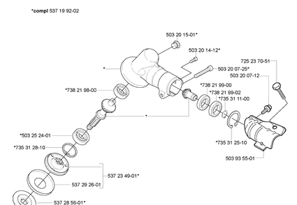 Gear Head Diagram and Parts List for 323L 2007-01 Husqvarna Trimmer