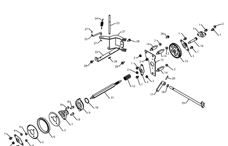 Auger Control Shaft Diagram and Parts List for 924SB (96193003500)(2008-10) Husqvarna Snow Blower