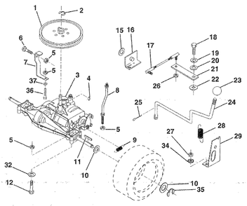 Transxle Diagram and Parts List for LR120 (954000412-B)(1992-10) Husqvarna Lawn Tractor