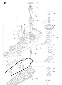 Gear Housing Diagram and Parts List for 323HD60 20081400001-20090400000 Husqvarna Hedge Trimmer