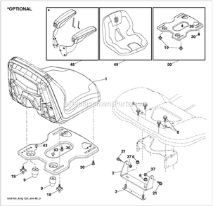 Seat Diagram and Parts List for TS142K  Husqvarna Lawn Tractor