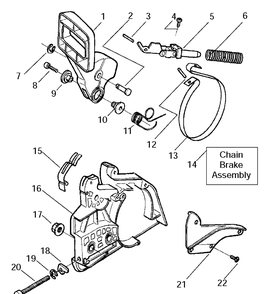 Chain Brake Diagram and Parts List for 141 20030100001-20040100000 Husqvarna Chainsaw