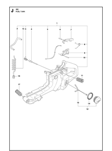 Fuel Tank 8 Diagram and Parts List for 362  Husqvarna Chainsaw
