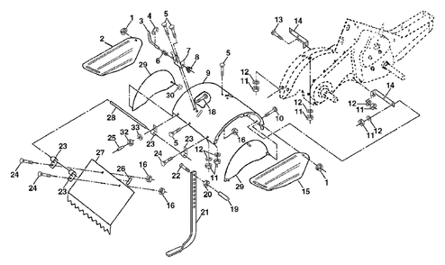 Tine Shield Diagram and Parts List for 650CRT (954328030-A)(2000-11) Husqvarna Tiller