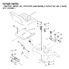Seat Diagram and Parts List for YTH1542XP (HAU15H42B, 954170056)(2003-01) Husqvarna Lawn Tractor