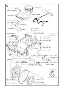 Chassis Lower Diagram and Parts List for 220AC 2011-01 Husqvarna Lawn Mower