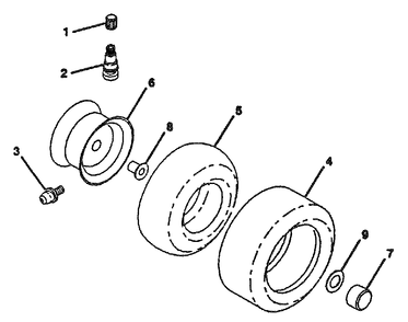 Wheels And Tires Diagram and Parts List for LT112 (954000392)(1992-06) Husqvarna Lawn Tractor