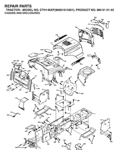 Chassis And Enclosures Diagram and Parts List for CTH140XP (96061014301)(2006-06) Husqvarna Lawn Tractor