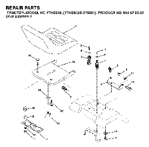Seat Diagram and Parts List for YTH2242B (954570383)(2003-01) Husqvarna Lawn Tractor