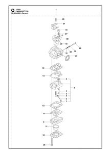 Carburettor Diagram and Parts List for 143RII 20200400001-Current Husqvarna Brush Cutter