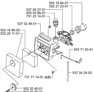 Air Filter / Carburetor Diagram and Parts List for 232RD 2000-10 Husqvarna Brush Cutter