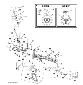Steering Diagram and Parts List for YTH2042 (96041005400)(2007-04) Husqvarna Lawn Tractor