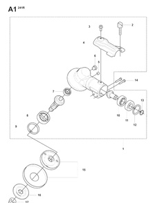 Bevel Gear Diagram and Parts List for 241R 20074400001-20093600000 Husqvarna Brush Cutter