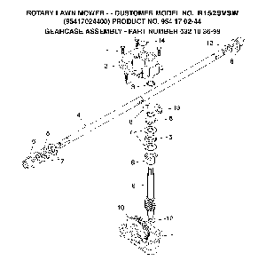 Gear Case Diagram and Parts List for R152SVSW (95417024400, 954170244)(2005-02) Husqvarna Lawn Mower