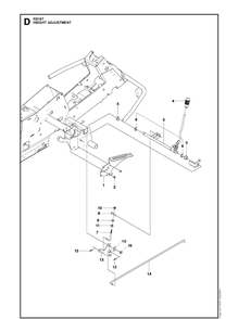Height Adjustment Diagram and Parts List for R316T (966757501)(2012) Husqvarna Lawn Mower