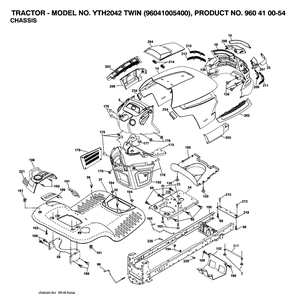 Chassis And Enclosures Diagram and Parts List for YTH2042 (96041005400)(2007-04) Husqvarna Lawn Tractor