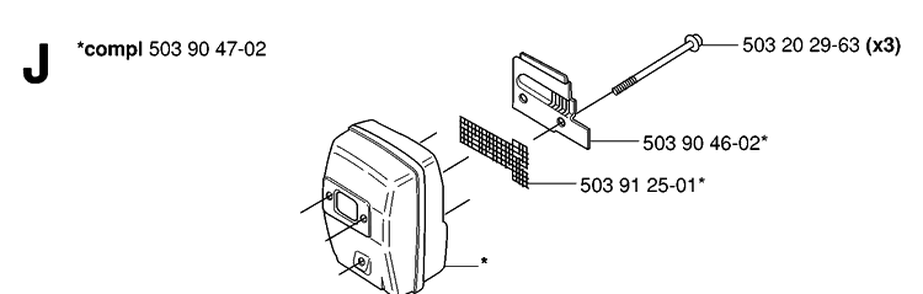 Muffler Diagram and Parts List for 232R 20061400001-20144900000 Husqvarna Brush Cutter