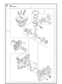 Short Block Diagram and Parts List for 355FXT  Husqvarna Brush Cutter