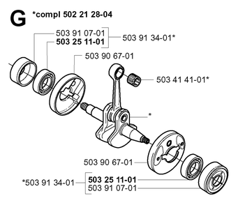 Crankshaft Diagram and Parts List for 240RBD 20004000001 & Above Husqvarna Trimmer