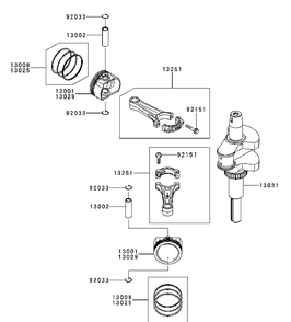 Piston And Crankshaft Diagram and Parts List for FR600V-AS11 2017-09 Husqvarna Engine