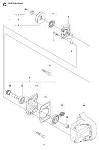 Gear Housing Diagram and Parts List for K3000CUT-N-BREAK 2008-05 Husqvarna Circular Saw