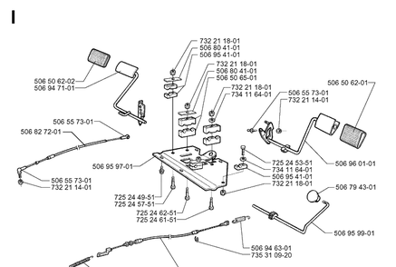 Pedals Diagram and Parts List for RIDER850HST 1997-03 Husqvarna Lawn Mower
