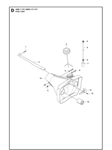 Fuel Tank Diagram and Parts List for 343F  Husqvarna Brush Cutter