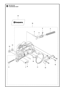 Chain Brake Diagram and Parts List for 240 20101400001-20144000000 Husqvarna Chainsaw