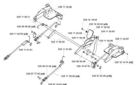 Deck Lift Diagram and Parts List for Z4218KOA (968999282)(2005-08) Husqvarna Lawn Mower