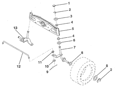 Front Axle Diagram and Parts List for LR120 (954000582-C)(1993-01) Husqvarna Lawn Tractor