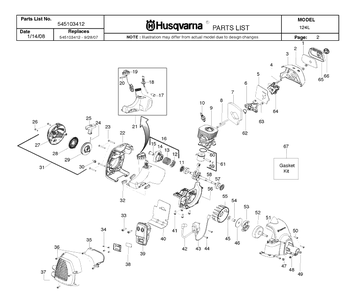 Engine Diagram and Parts List for 124L 20082200001-Current Husqvarna Edger