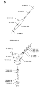 Bevel Gear And Shaft Diagram and Parts List for 125LD 19931800001-20061000000 Husqvarna Edger