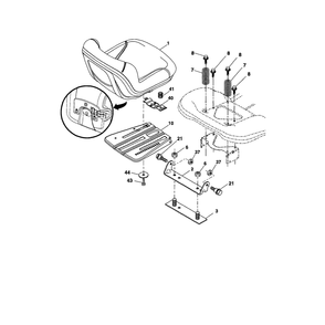 Seat Diagram and Parts List for 917289580  Husqvarna Lawn Tractor