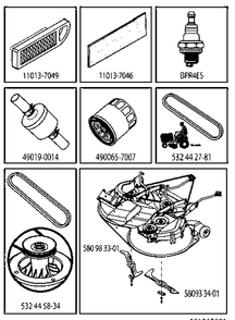 Frequently Used Parts Diagram and Parts List for CTH164T (96051007500)(2010-12) Husqvarna Lawn Tractor