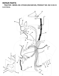 Electrical Diagram and Parts List for GTH220 (954140012E)(1998-09) Husqvarna Lawn Tractor