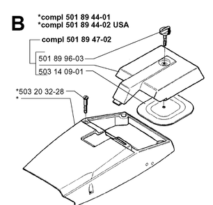 Cover Diagram and Parts List for 3120 19960100001-19980900000 Husqvarna Chainsaw