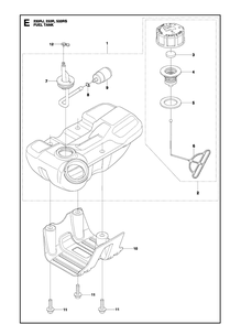 Fuel Tank Diagram and Parts List for 233RJ  Husqvarna Brush Cutter