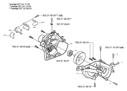 Crankcase Diagram and Parts List for 323L 2005-03 Husqvarna Trimmer