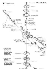 Carburetor Details Diagram and Parts List for 325P 20010500001-20010500001 Husqvarna Pole Saw