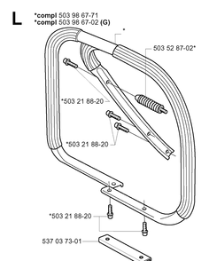 Handle 2 Diagram and Parts List for 385XP 20011300001-20034000000 Husqvarna Chainsaw