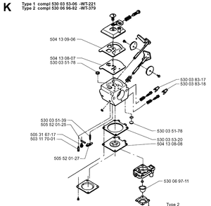 Carburetor Details Diagram and Parts List for 18H 19960900001-Current Husqvarna Hedge Trimmer