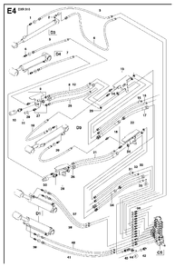 Hydraulic Hoses Arm Diagram and Parts List for DXR310 (1 - 42)(2009-07) Husqvarna Demolition Hammer