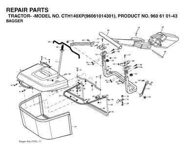 Bagger Diagram and Parts List for CTH140XP (96061014301)(2006-06) Husqvarna Lawn Tractor