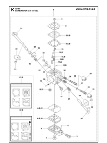 Carburetor 2 Diagram and Parts List for 327ES 20144900001-Current Husqvarna Edger