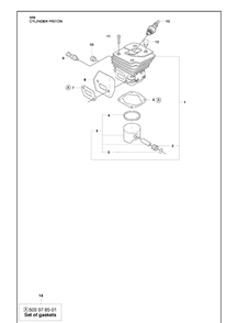 Cylinder Piston Diagram and Parts List for 359 2010-02 Husqvarna Chainsaw