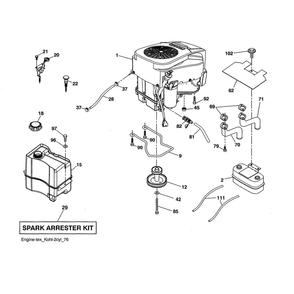 Engine Diagram and Parts List for YTH20K42-96043027400  Husqvarna Lawn Tractor